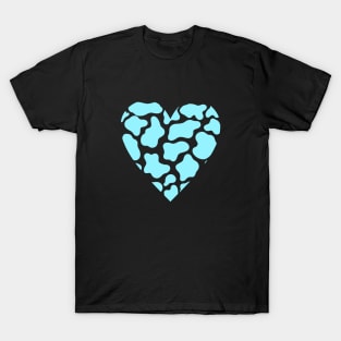 Cow Print Blue Heart Design T-Shirt